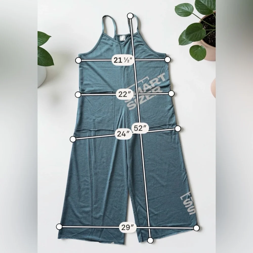 Sleeveless V-Neck Wide-Leg Jumpsuit in Teal - Picture 6 of 8